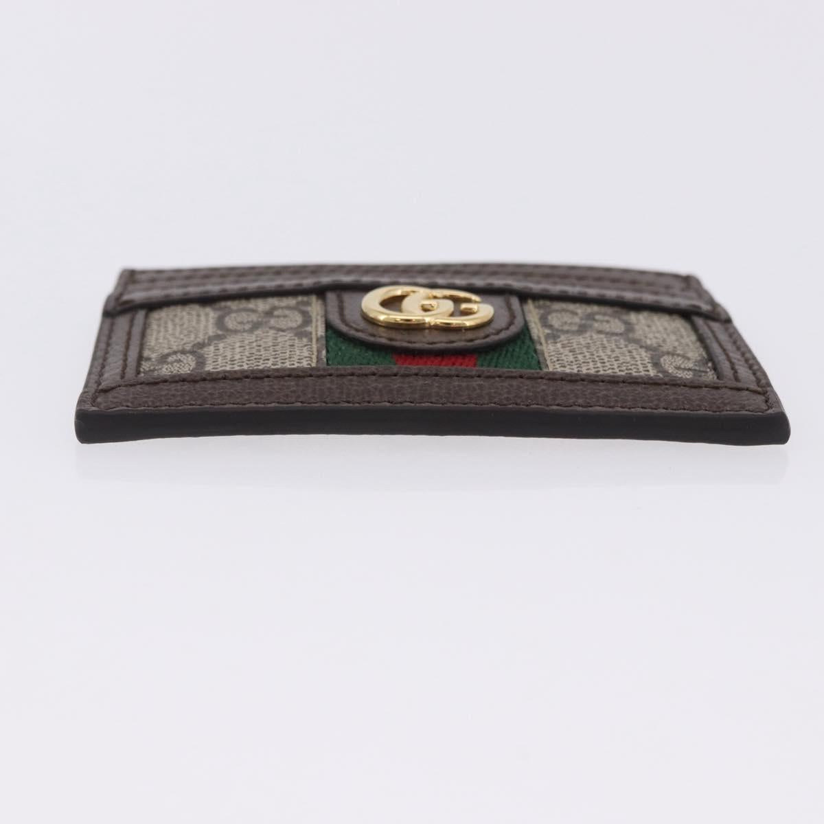 GUCCI Web Sherry Line Card Case PVC Brown Gold 523159 Auth 204103V