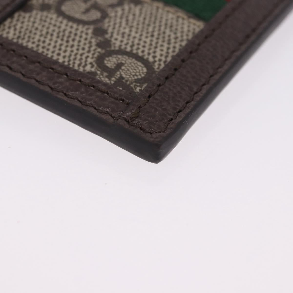 GUCCI Web Sherry Line Card Case PVC Brown Gold 523159 Auth 204103V