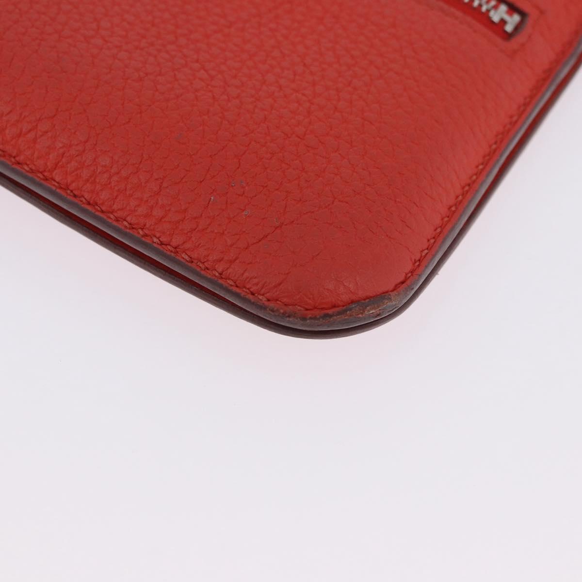 HERMES Dogon Wallet Taurillon Clemence Leather Orange Silver Auth 204105