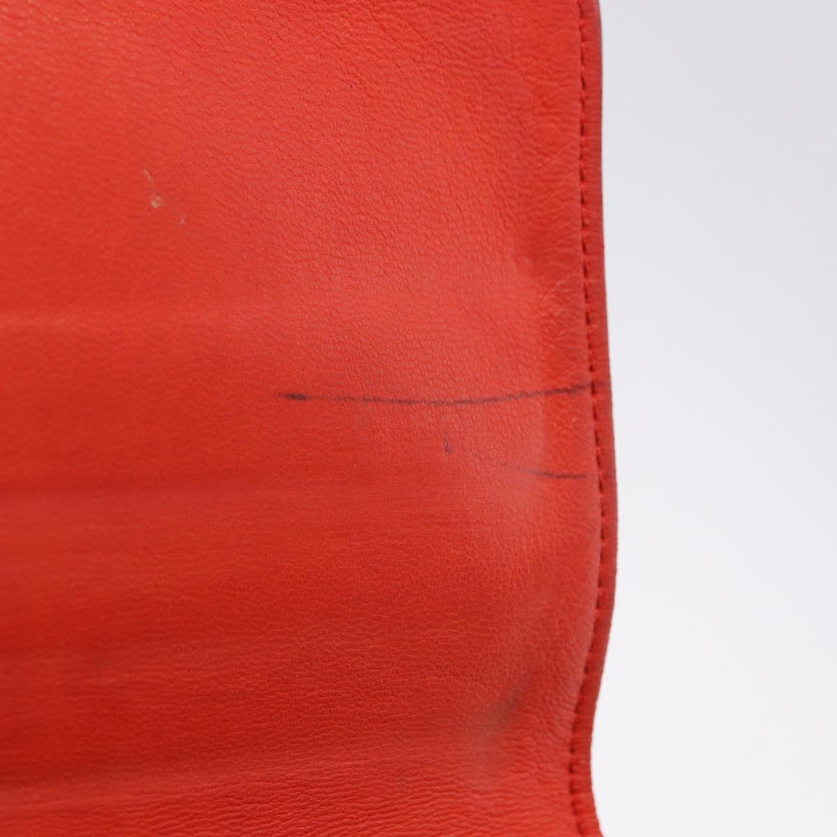 HERMES Dogon Wallet Taurillon Clemence Leather Orange Silver Auth 204105