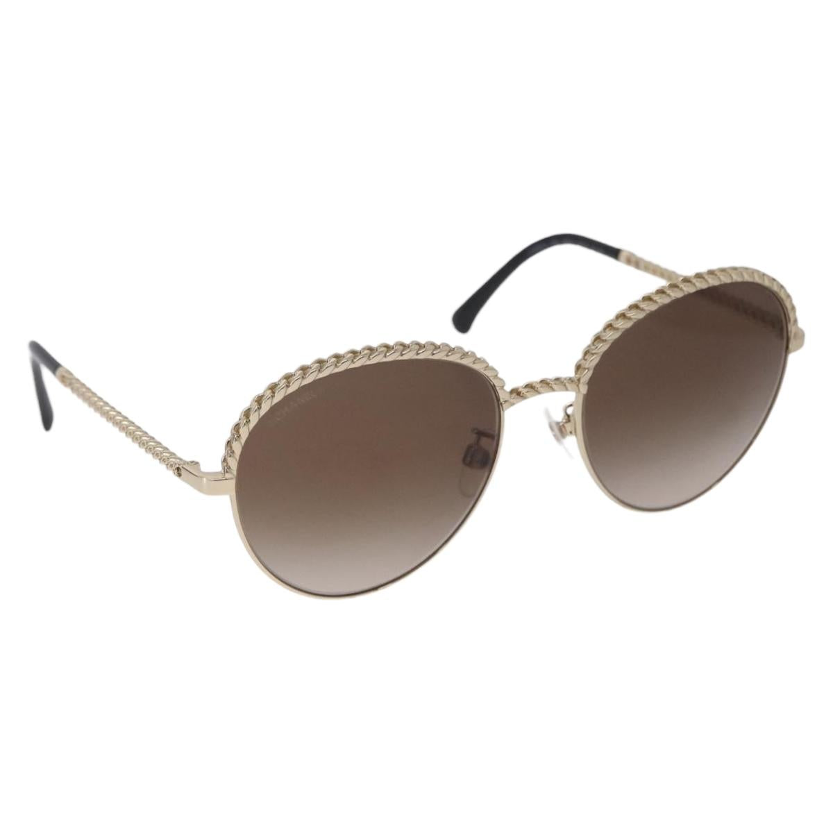 CHANEL Sunglasses metal Gold Tone CC Auth 204107M