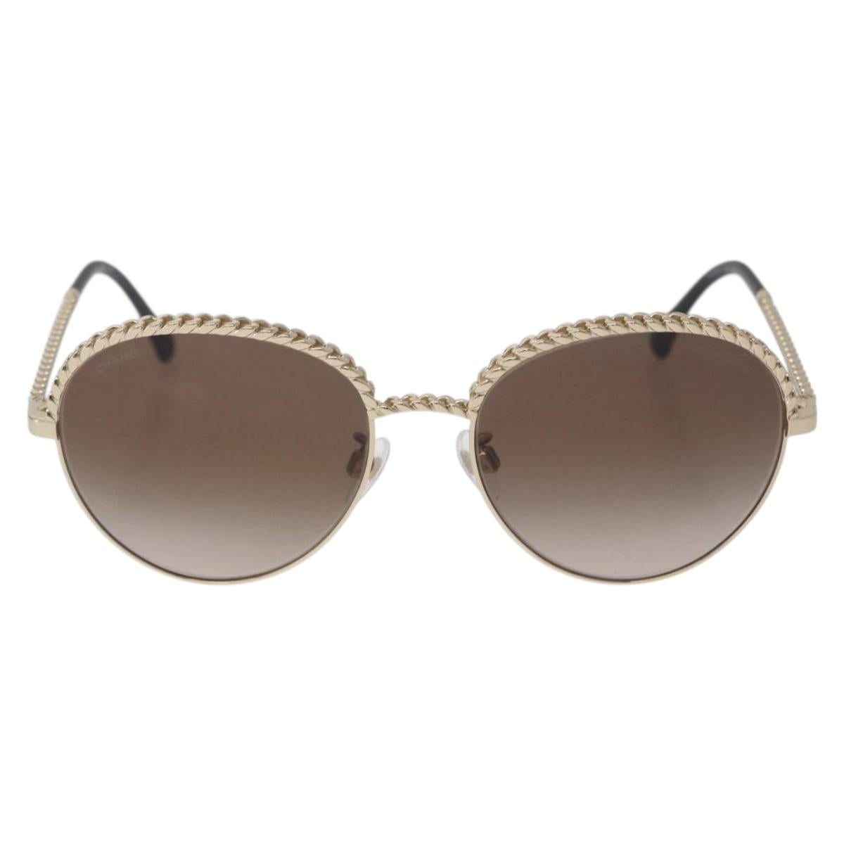 CHANEL Sunglasses metal Gold Tone CC Auth 204107M