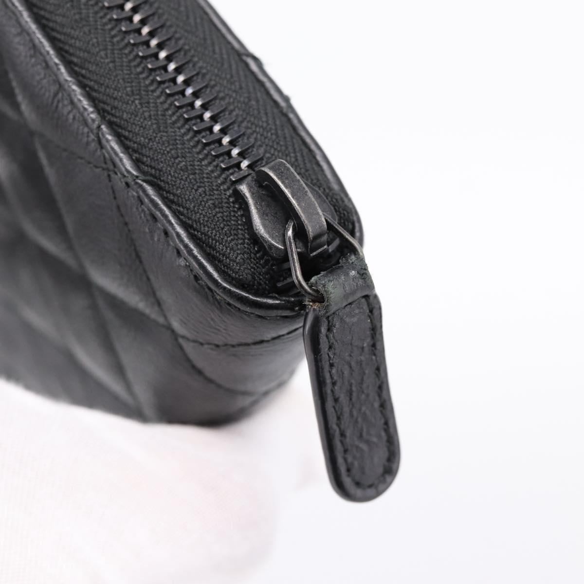 CHANEL Matelasse Long Wallet Leather Black CC Auth 204111V