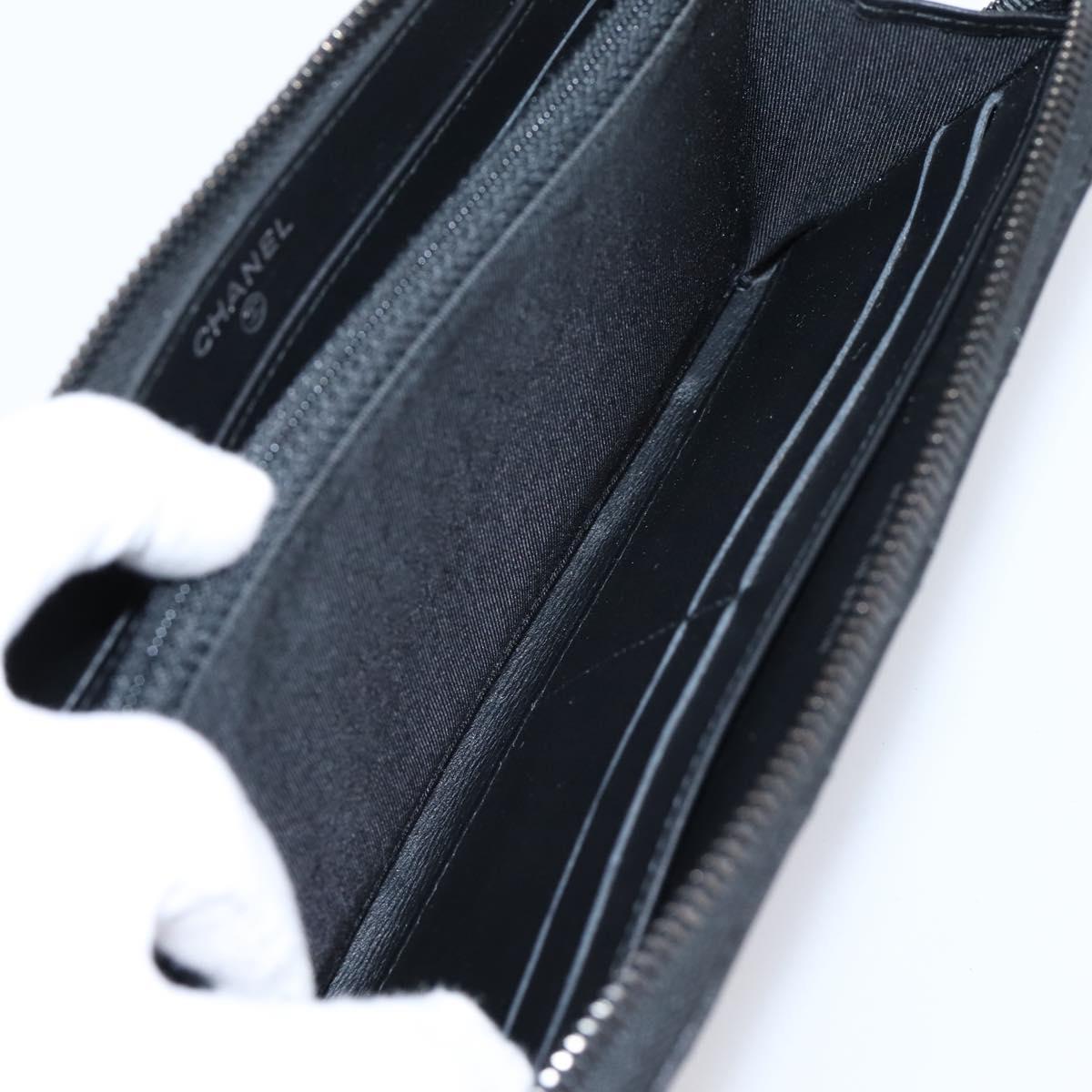 CHANEL Matelasse Long Wallet Leather Black CC Auth 204111V