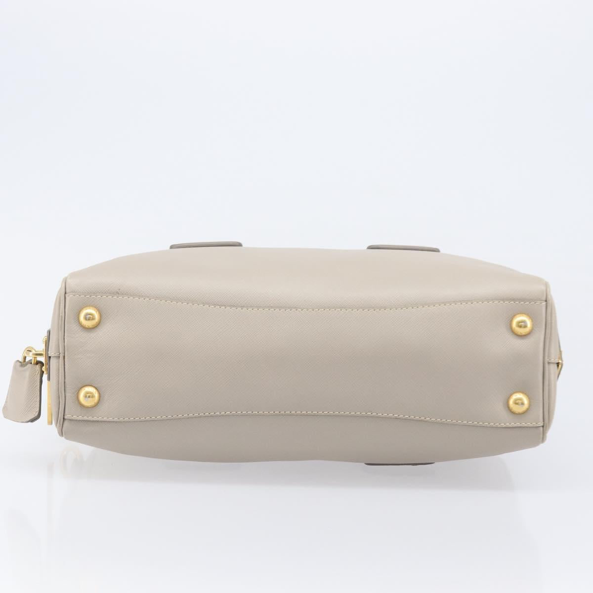 PRADA Hand Bag Saffiano leather Gray Gold Auth 204120V