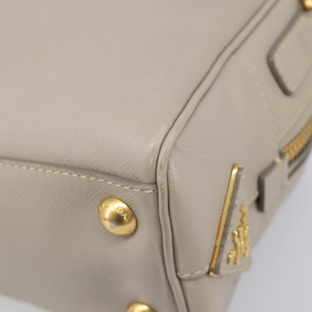 PRADA Hand Bag Saffiano leather Gray Gold Auth 204120V
