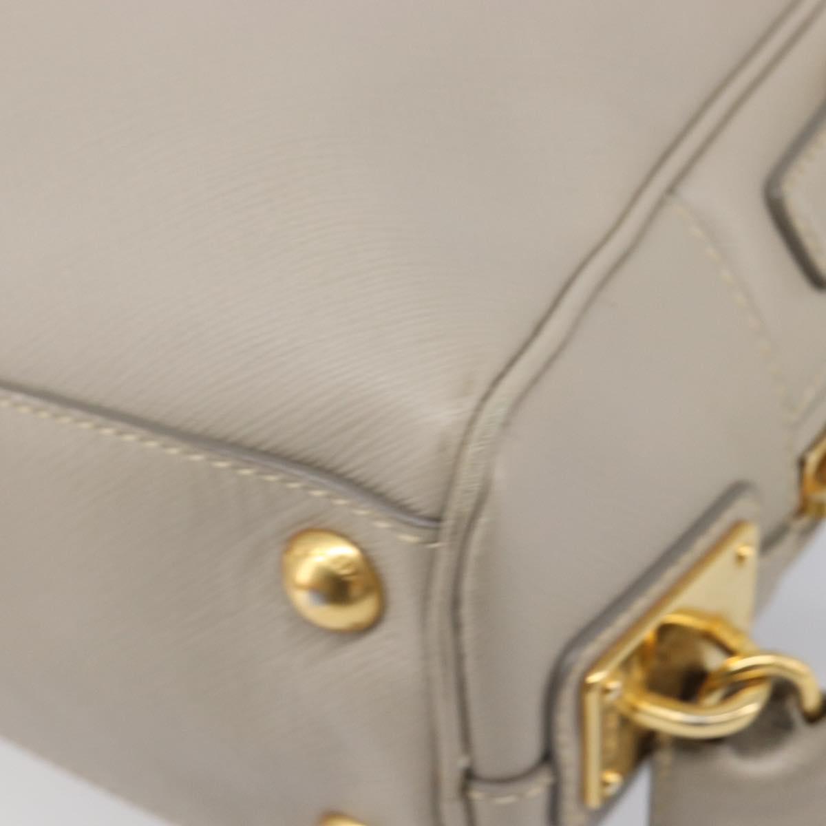 PRADA Hand Bag Saffiano leather Gray Gold Auth 204120V