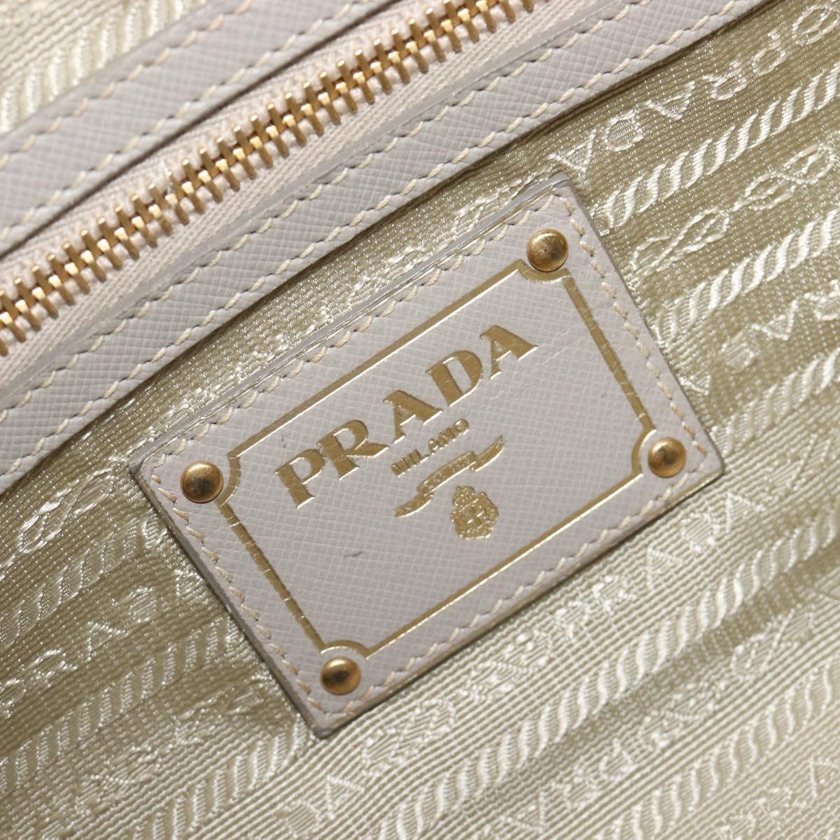 PRADA Hand Bag Saffiano leather Gray Gold Auth 204120V
