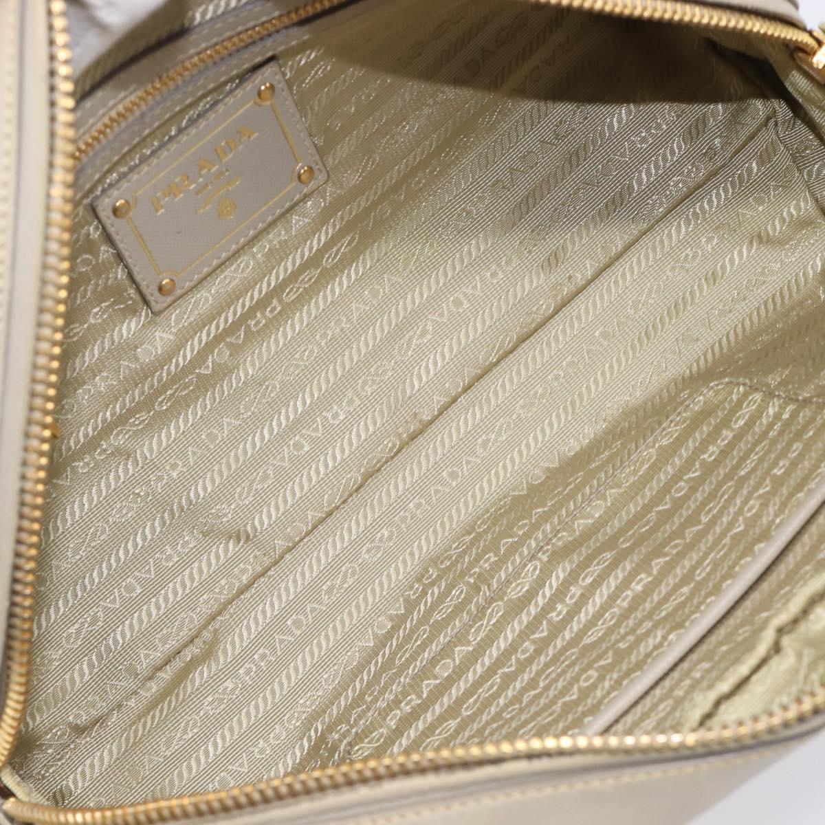 PRADA Hand Bag Saffiano leather Gray Gold Auth 204120V