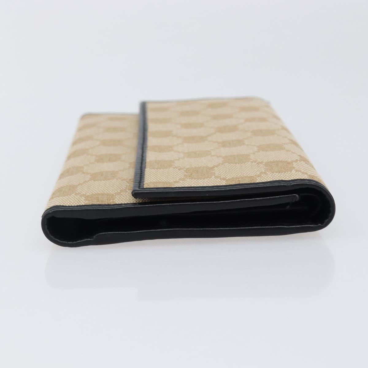 GUCCI GG Canvas Long Wallet Beige Gold 257303 Auth 204121V