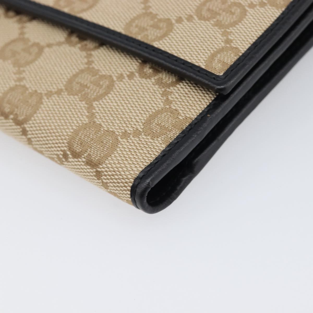 GUCCI GG Canvas Long Wallet Beige Gold 257303 Auth 204121V