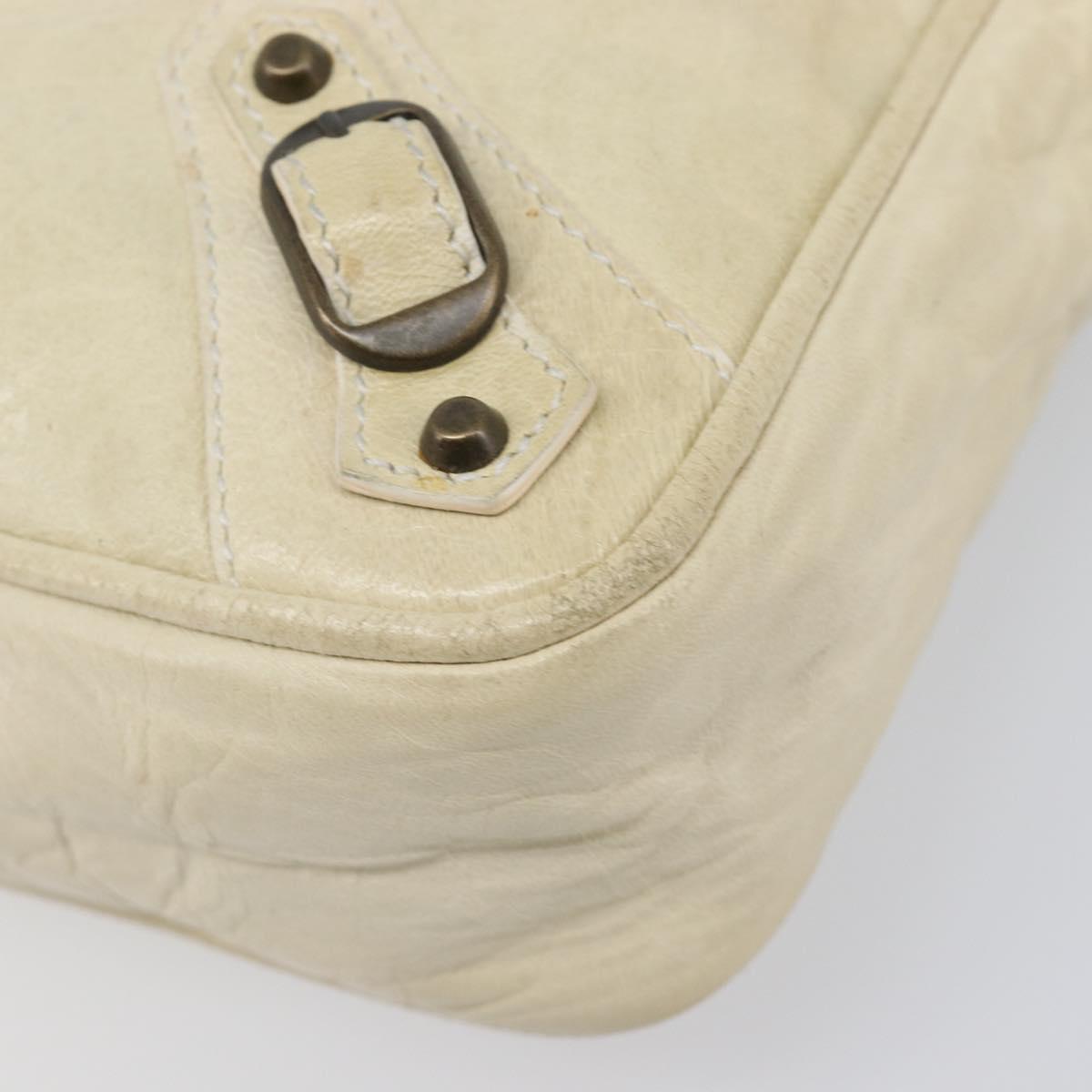 BALENCIAGA The Shoulder Bag Leather Ivory 138226 Auth 204124V