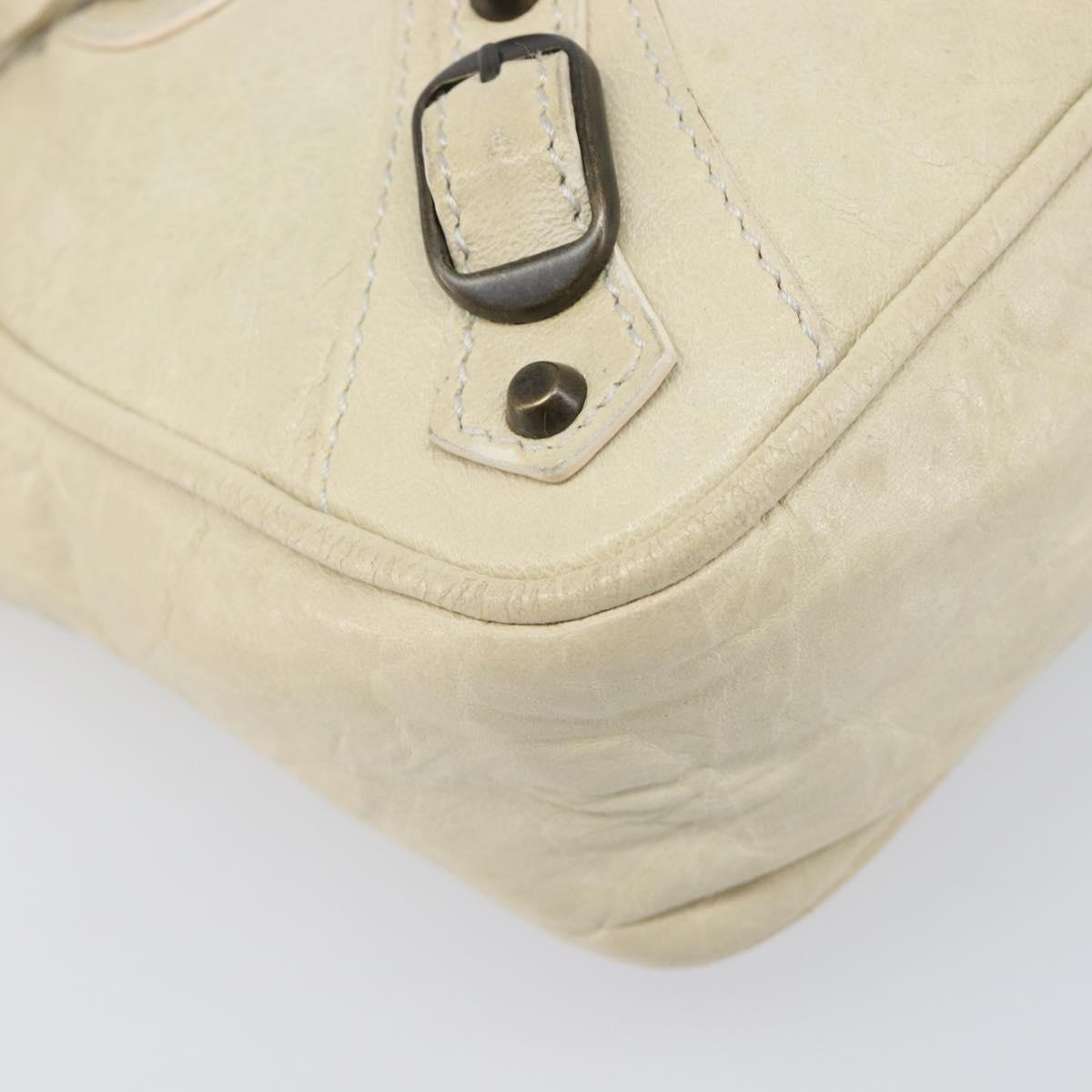 BALENCIAGA The Shoulder Bag Leather Ivory 138226 Auth 204124V