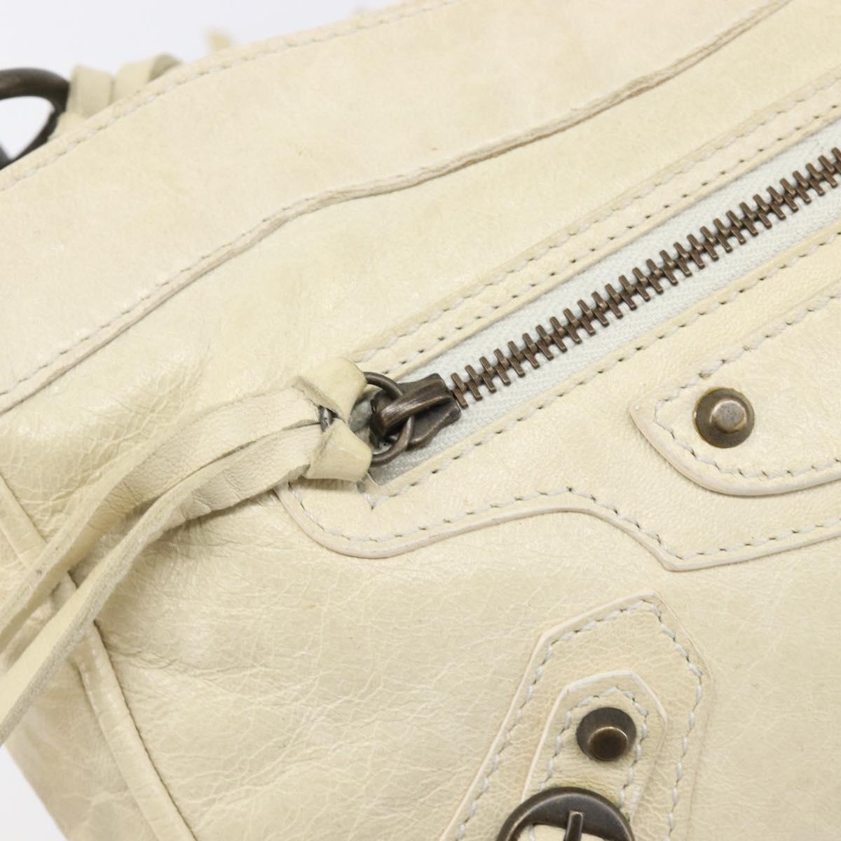 BALENCIAGA The Shoulder Bag Leather Ivory 138226 Auth 204124V