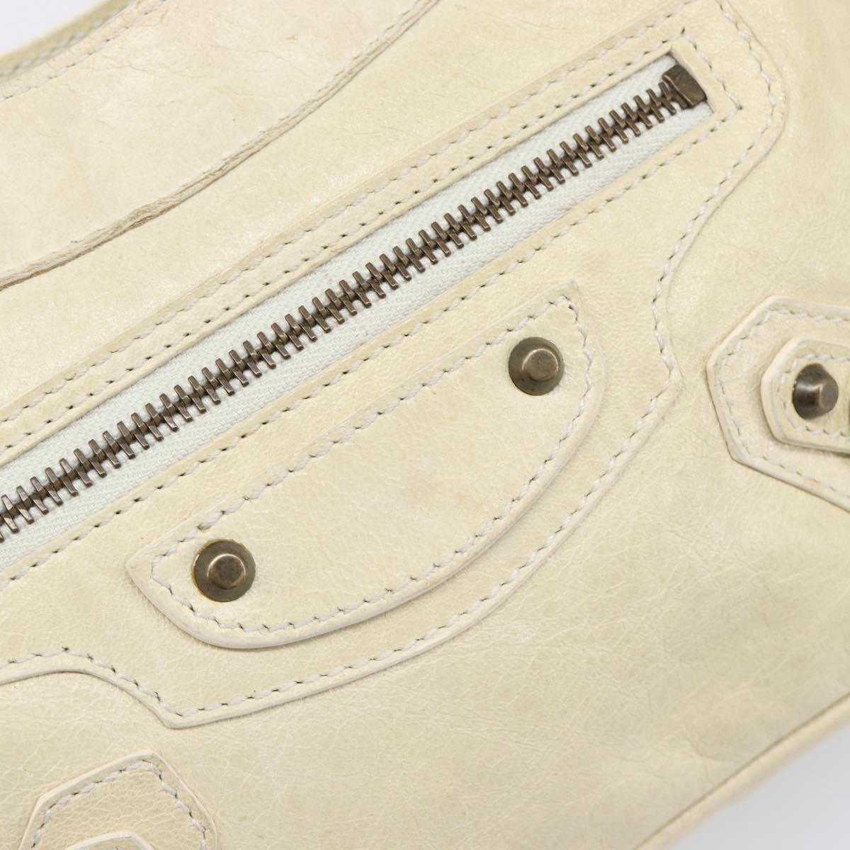BALENCIAGA The Shoulder Bag Leather Ivory 138226 Auth 204124V