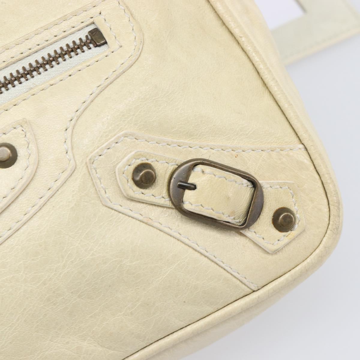 BALENCIAGA The Shoulder Bag Leather Ivory 138226 Auth 204124V
