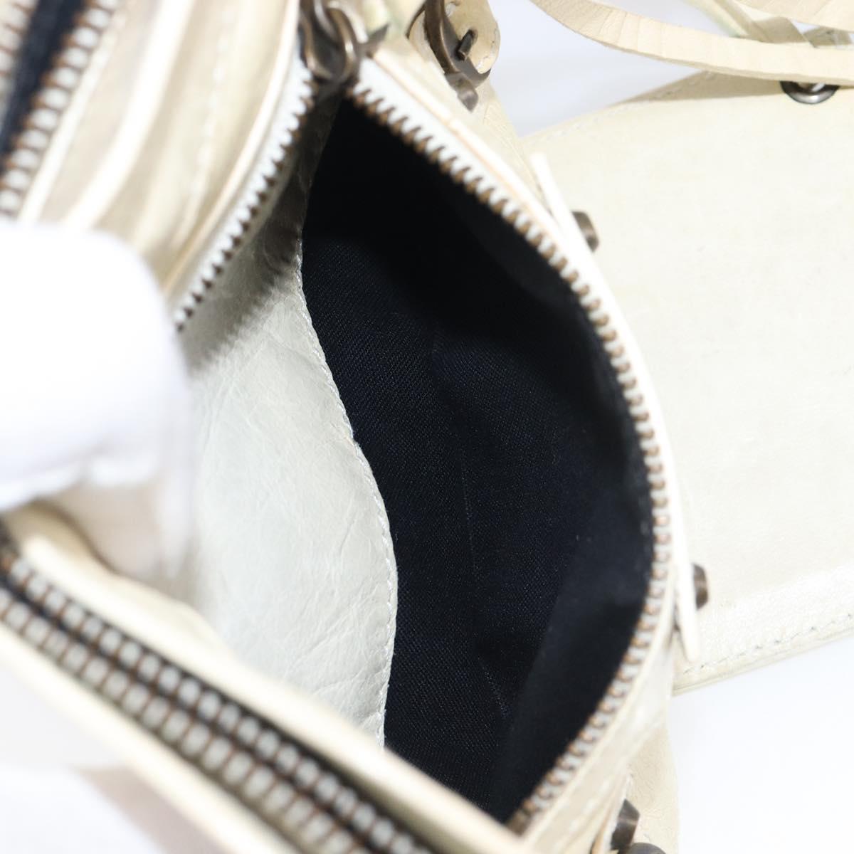 BALENCIAGA The Shoulder Bag Leather Ivory 138226 Auth 204124V