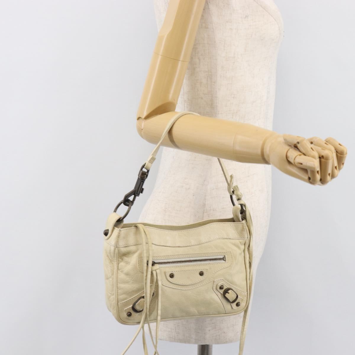 BALENCIAGA The Shoulder Bag Leather Ivory 138226 Auth 204124V