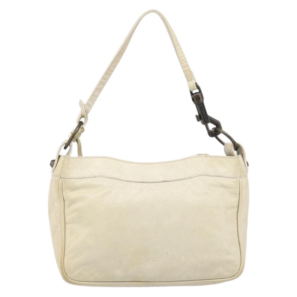 BALENCIAGA The Shoulder Bag Leather Ivory 138226 Auth 204124V