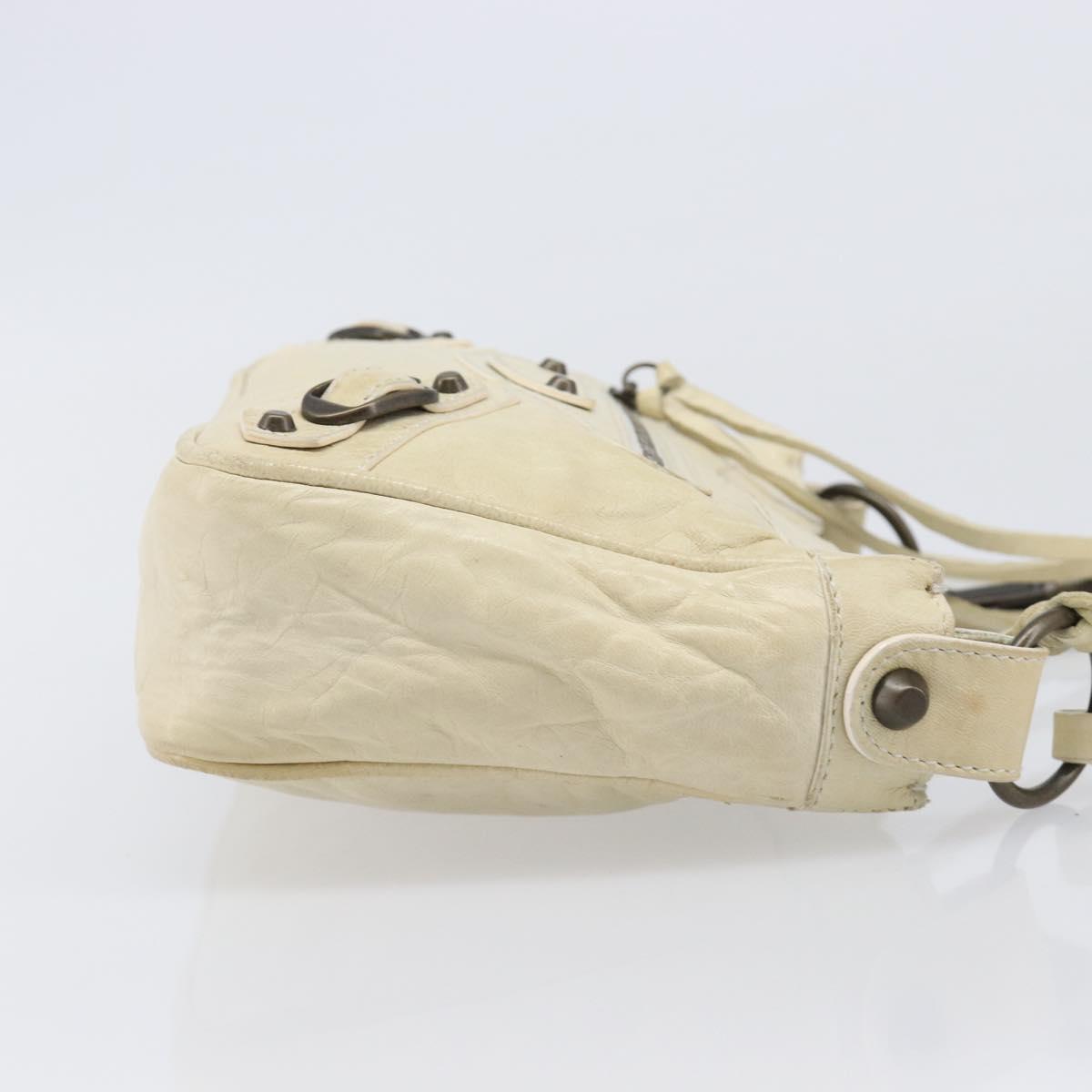 BALENCIAGA The Shoulder Bag Leather Ivory 138226 Auth 204124V