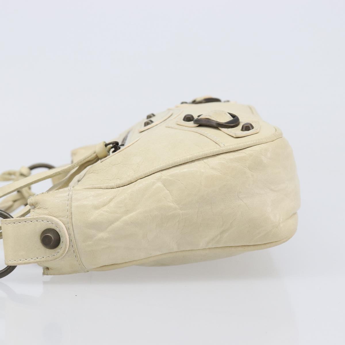 BALENCIAGA The Shoulder Bag Leather Ivory 138226 Auth 204124V