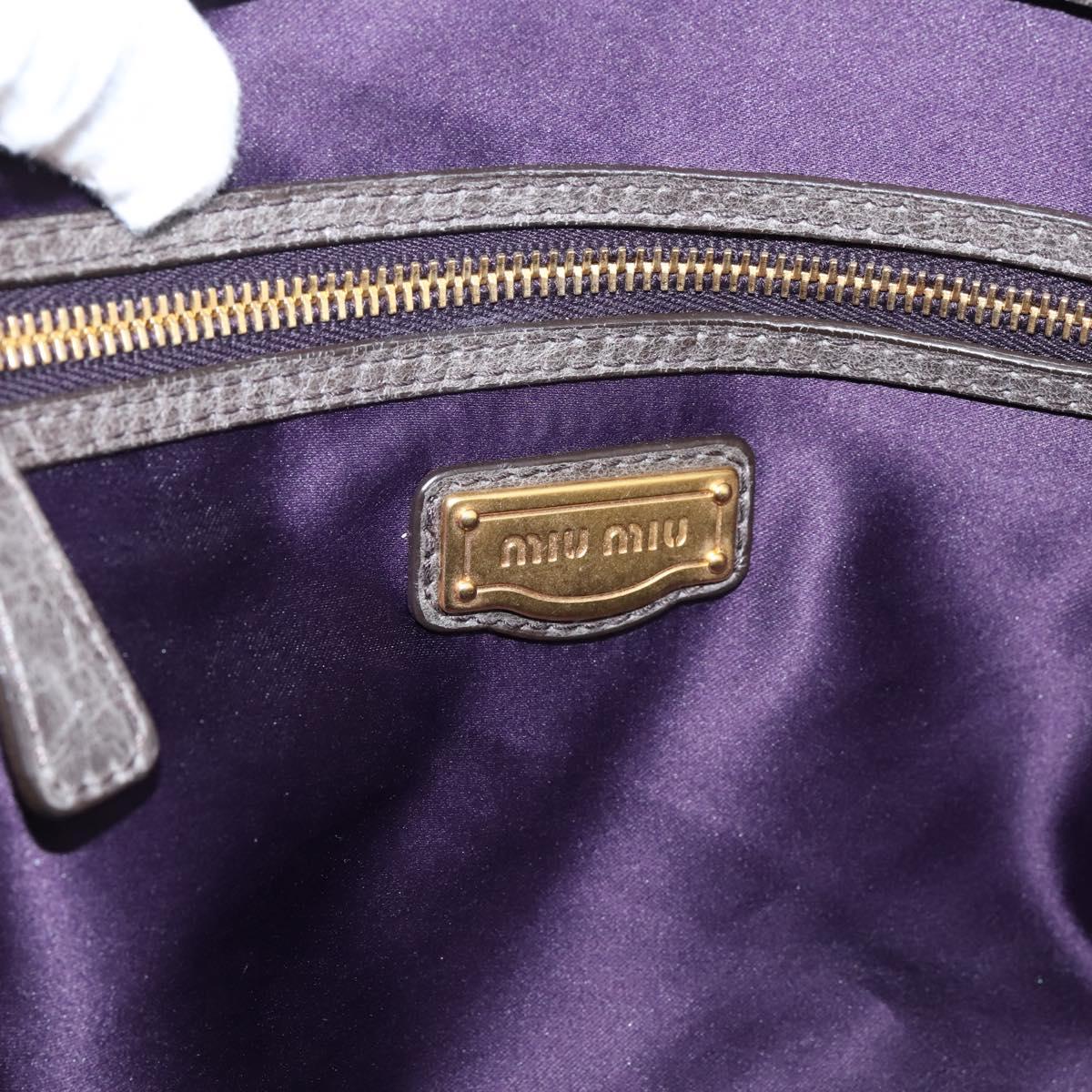 Miu Miu Vitellolux Hand Bag Leather 2way Gray Gold Auth 204126V