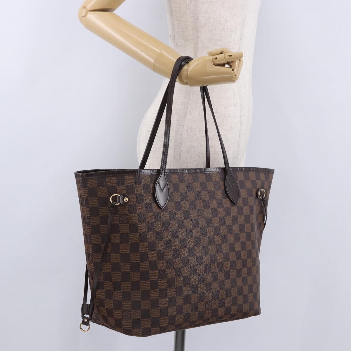 LOUIS VUITTON Damier Ebene Neverfull MM Tote Bag N51105 LV Auth 204128V