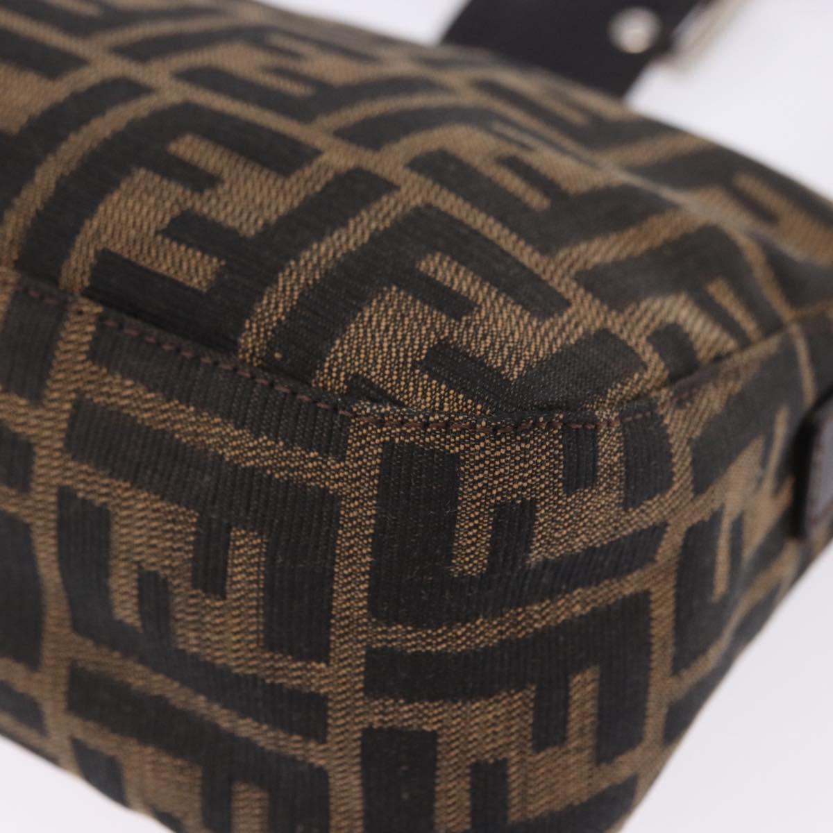 FENDI Zucca Canvas Mamma Baguette Shoulder Bag Brown Black Auth 204131V