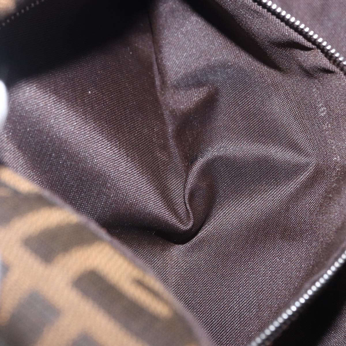 FENDI Zucca Canvas Mamma Baguette Shoulder Bag Brown Black Auth 204131V