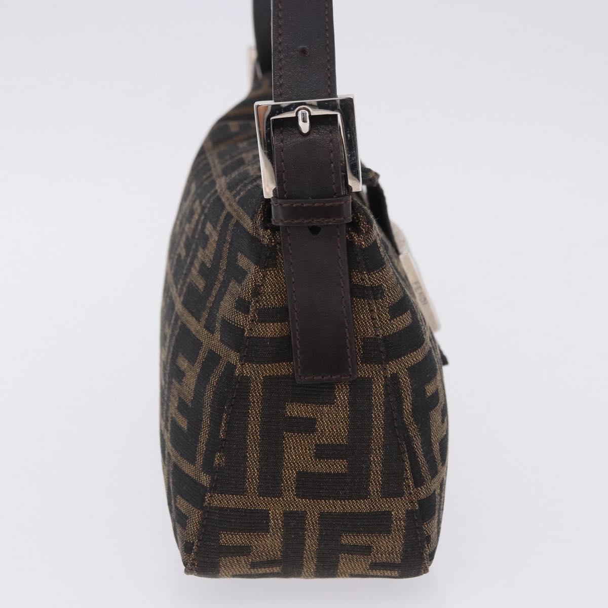 FENDI Zucca Canvas Mamma Baguette Shoulder Bag Brown Black Auth 204131V