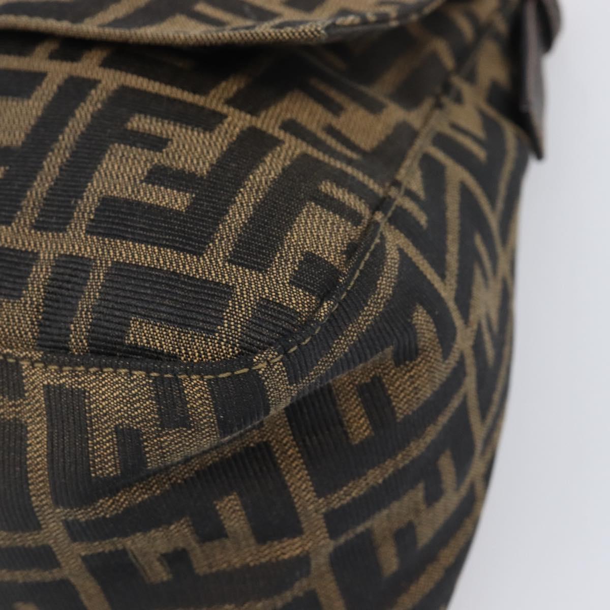 FENDI Zucca Canvas Mamma Baguette Shoulder Bag Black Brown Auth 204132V