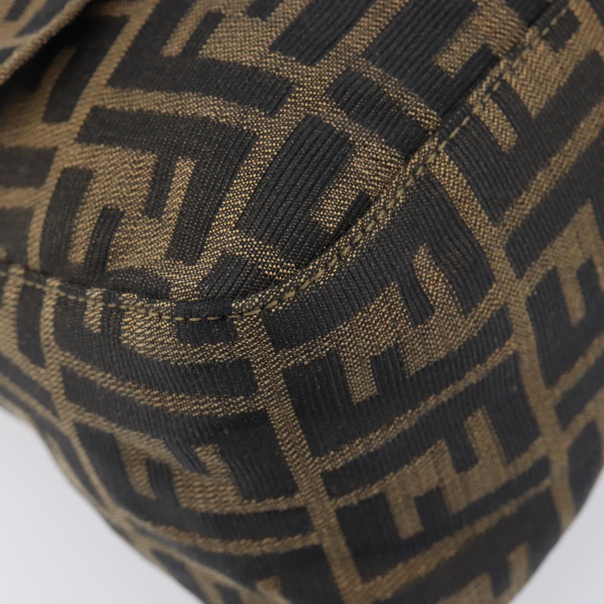 FENDI Zucca Canvas Mamma Baguette Shoulder Bag Black Brown Auth 204132V