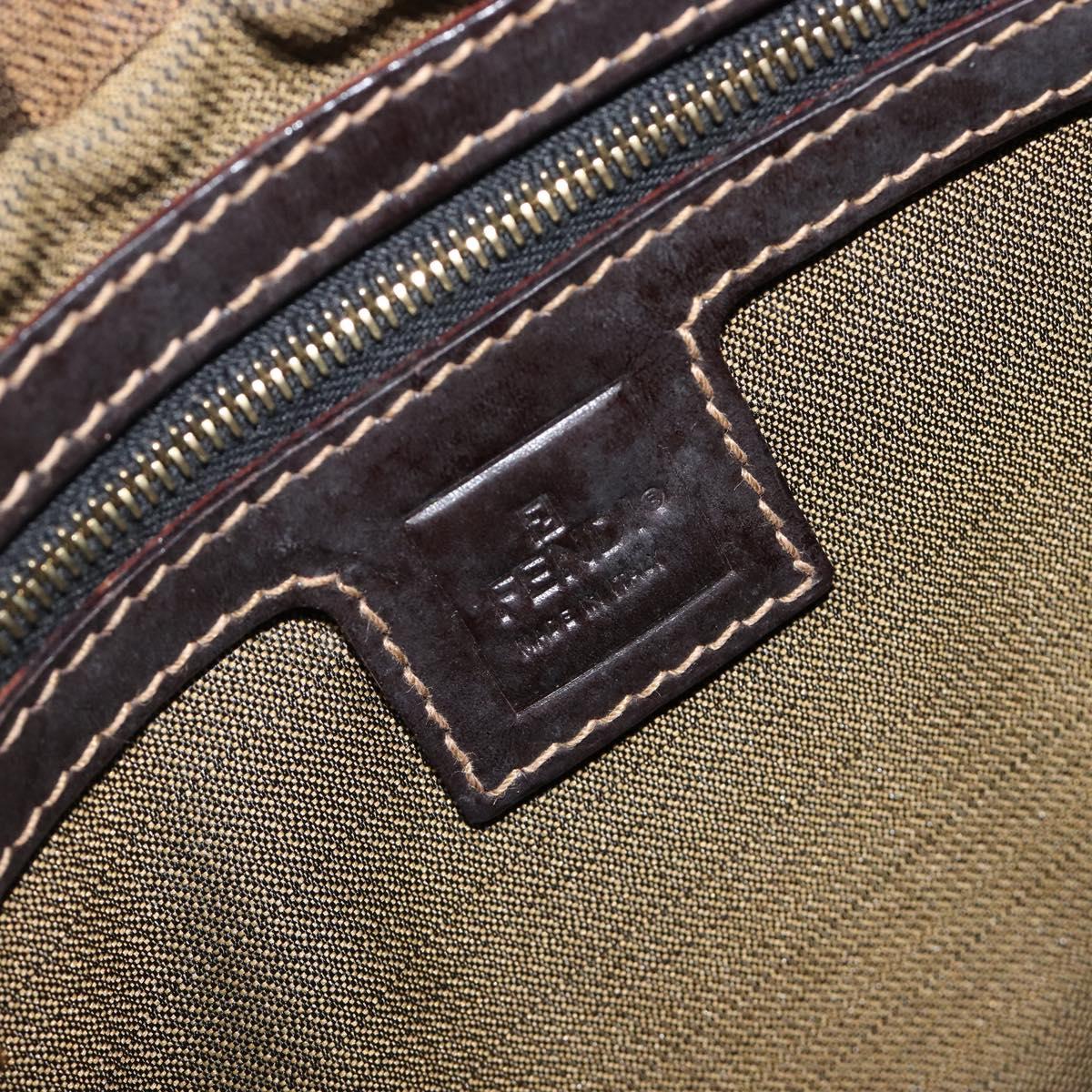 FENDI Zucca Canvas Mamma Baguette Shoulder Bag Black Brown Auth 204132V