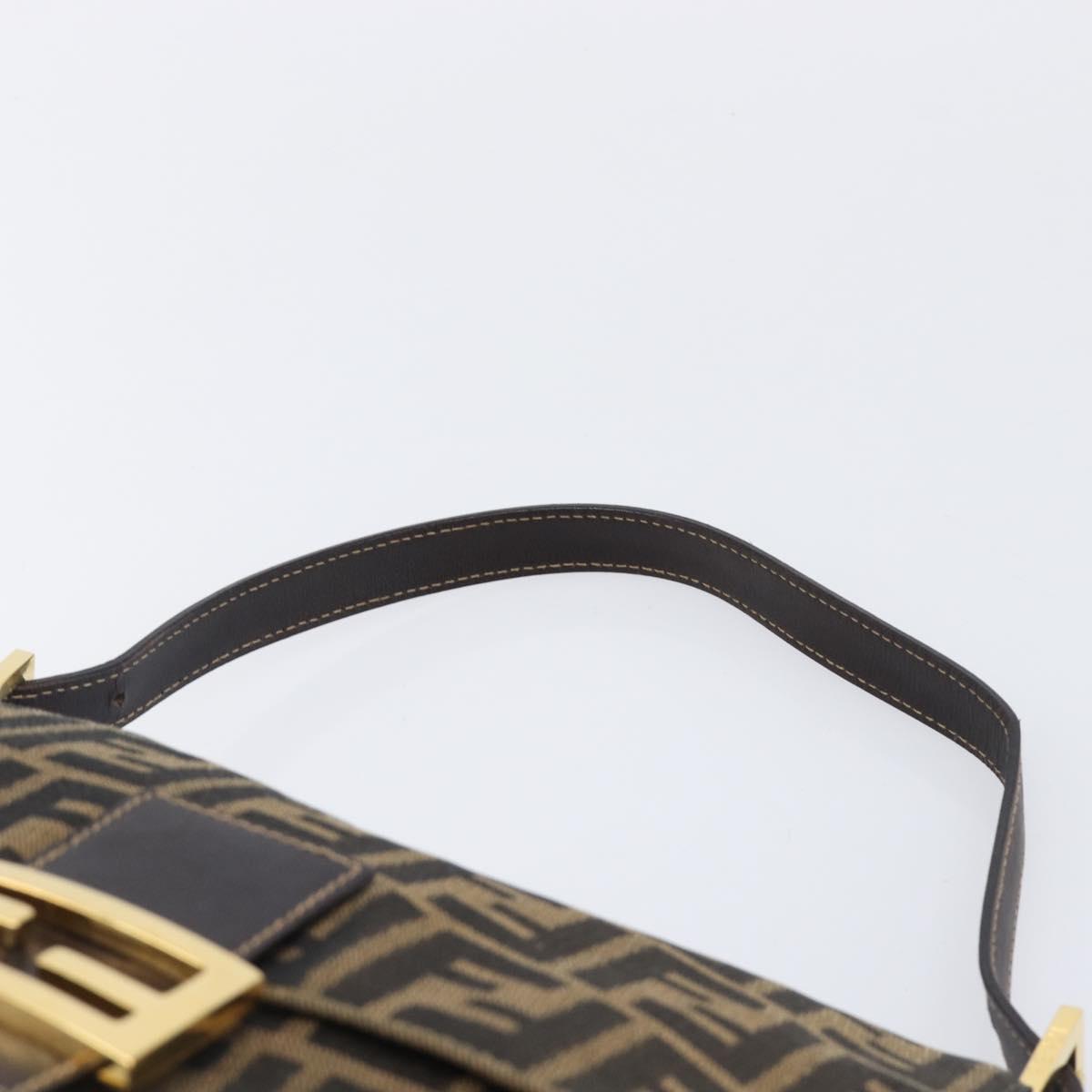 FENDI Zucca Canvas Mamma Baguette Shoulder Bag Black Brown Auth 204132V