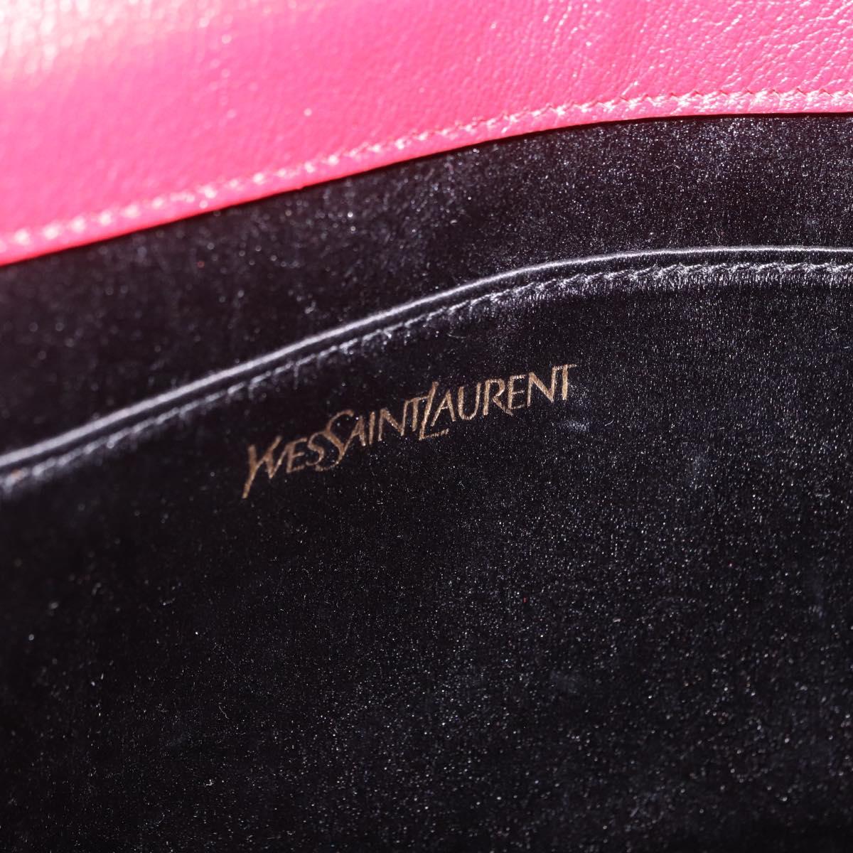 SAINT LAURENT Clutch Bag Leather Red Gold Auth 204133A