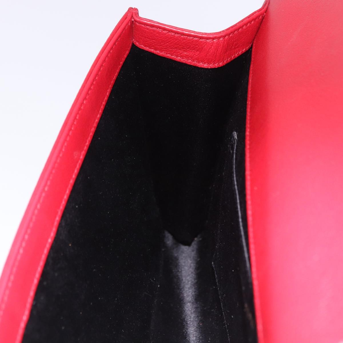SAINT LAURENT Clutch Bag Leather Red Gold Auth 204133A
