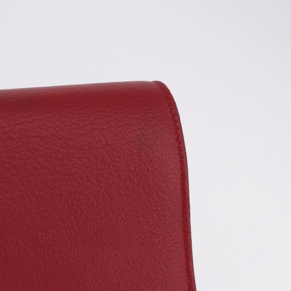 SAINT LAURENT Clutch Bag Leather Red Gold Auth 204133A