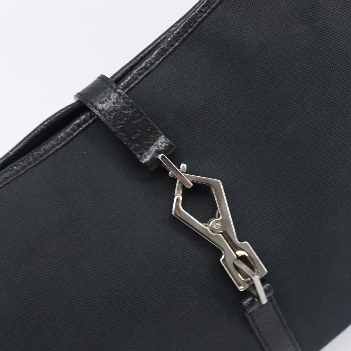 GUCCI Bamboo Jackie Shoulder Bag Canvas Black Silver 001 4060 Auth 204135A