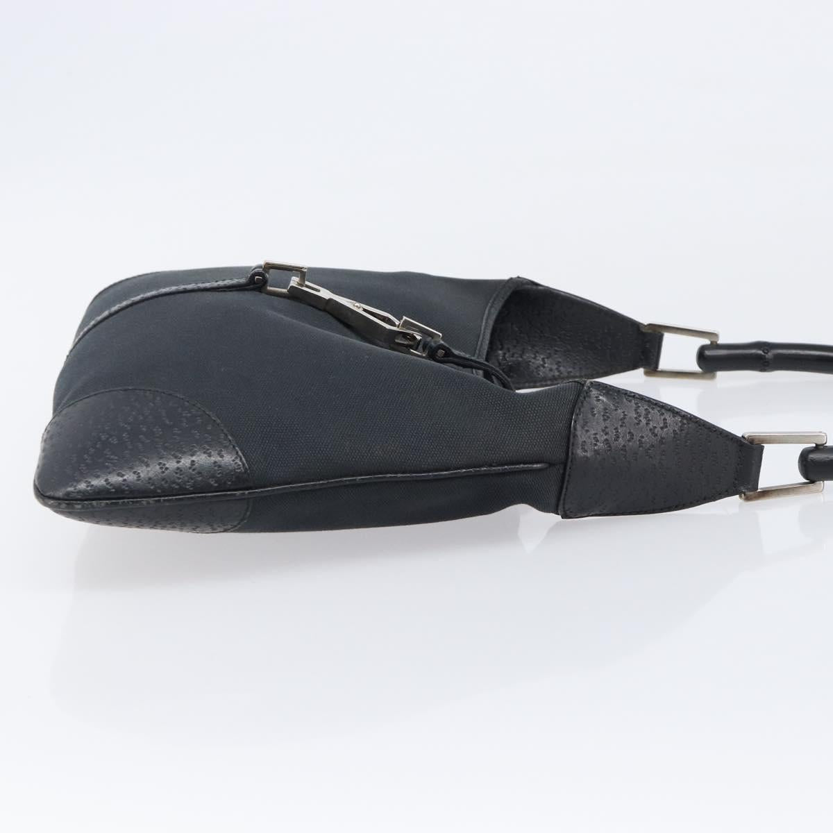 GUCCI Bamboo Jackie Shoulder Bag Canvas Black Silver 001 4060 Auth 204135A