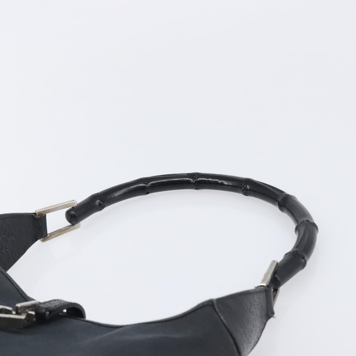 GUCCI Bamboo Jackie Shoulder Bag Canvas Black Silver 001 4060 Auth 204135A