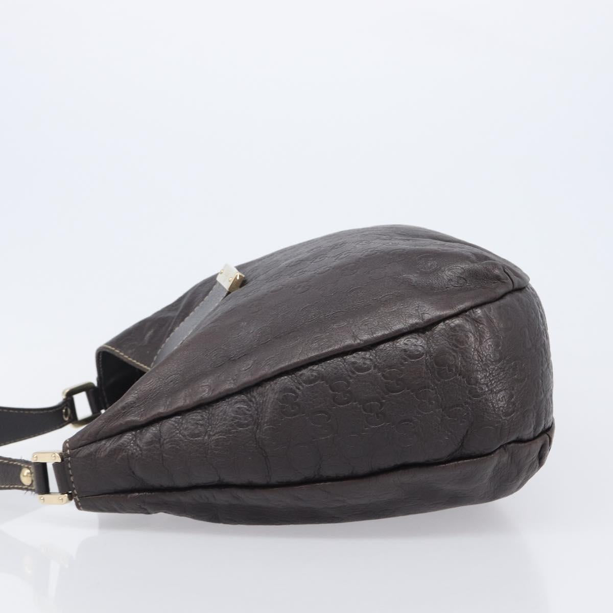 GUCCI GG Canvas Guccissima Shoulder Bag Leather Brown Gold 211933 Auth 204140V