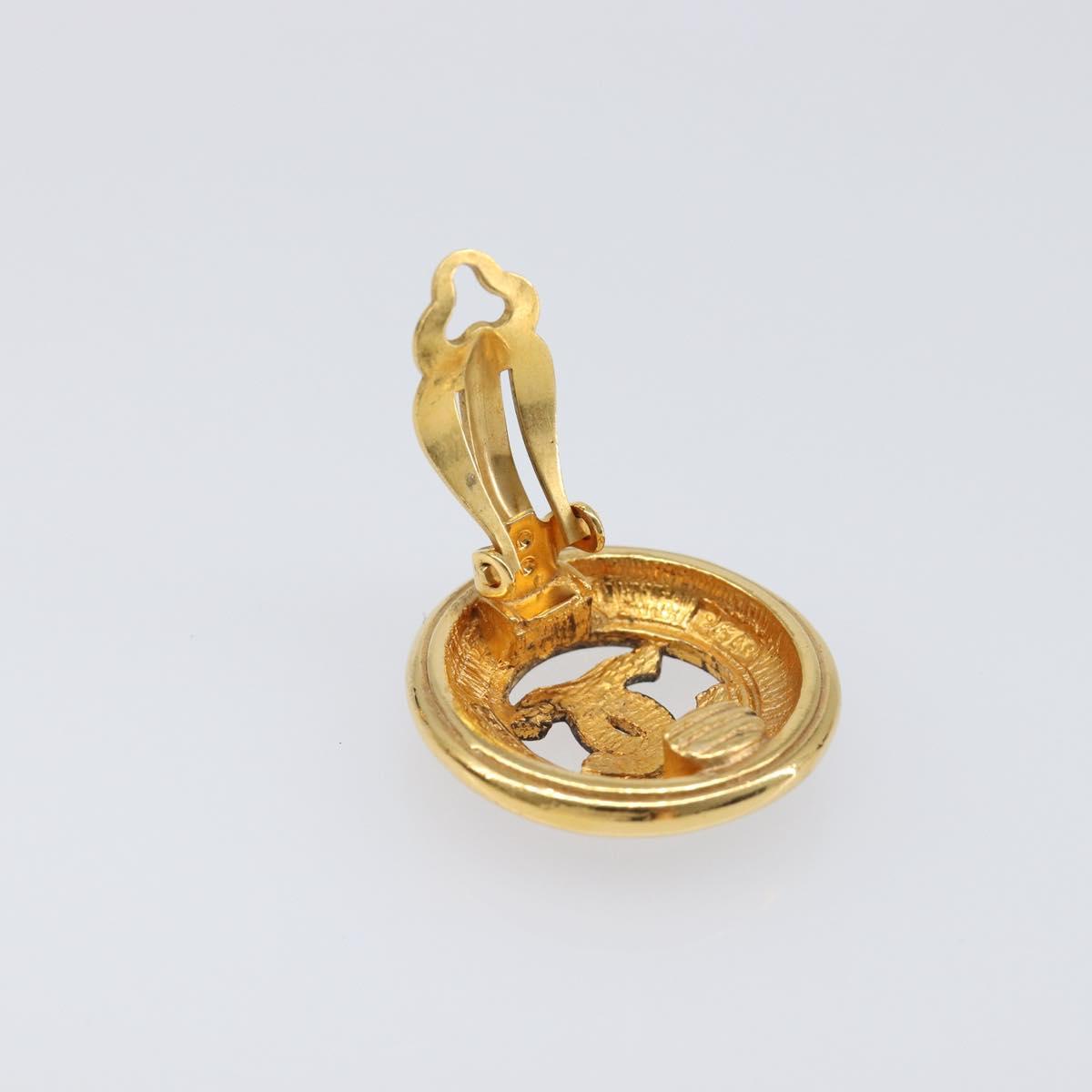 CHANEL Earring Metal Gold Tone CC Auth 204143V