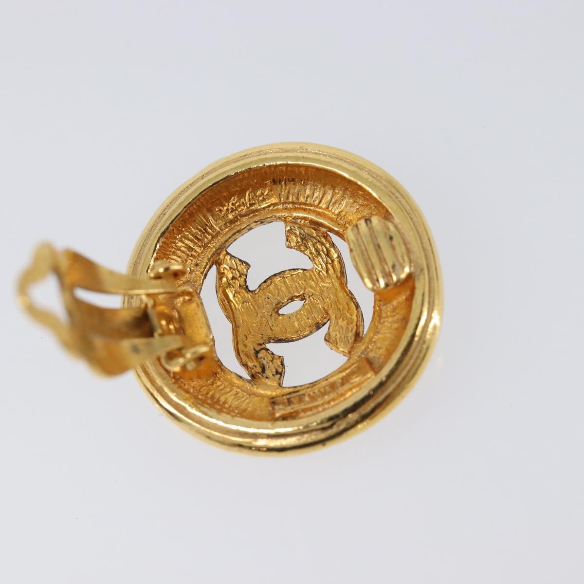 CHANEL Earring Metal Gold Tone CC Auth 204143V