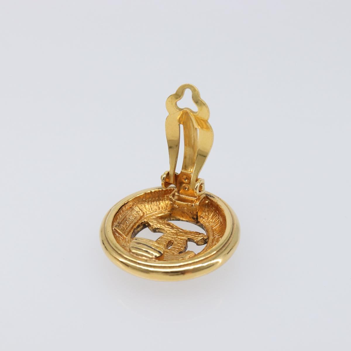 CHANEL Earring Metal Gold Tone CC Auth 204143V