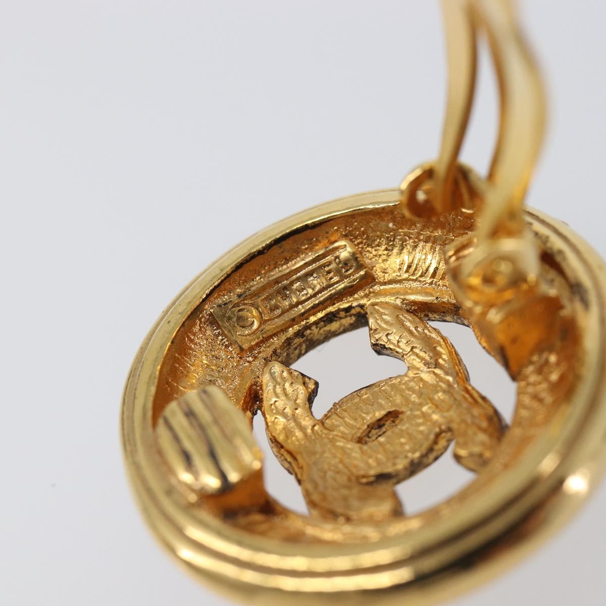CHANEL Earring Metal Gold Tone CC Auth 204143V