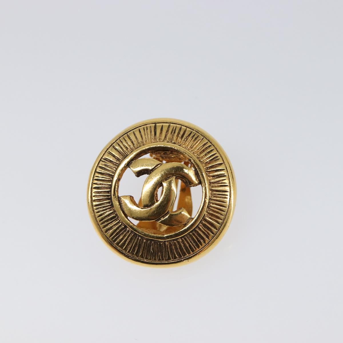 CHANEL Earring Metal Gold Tone CC Auth 204143V