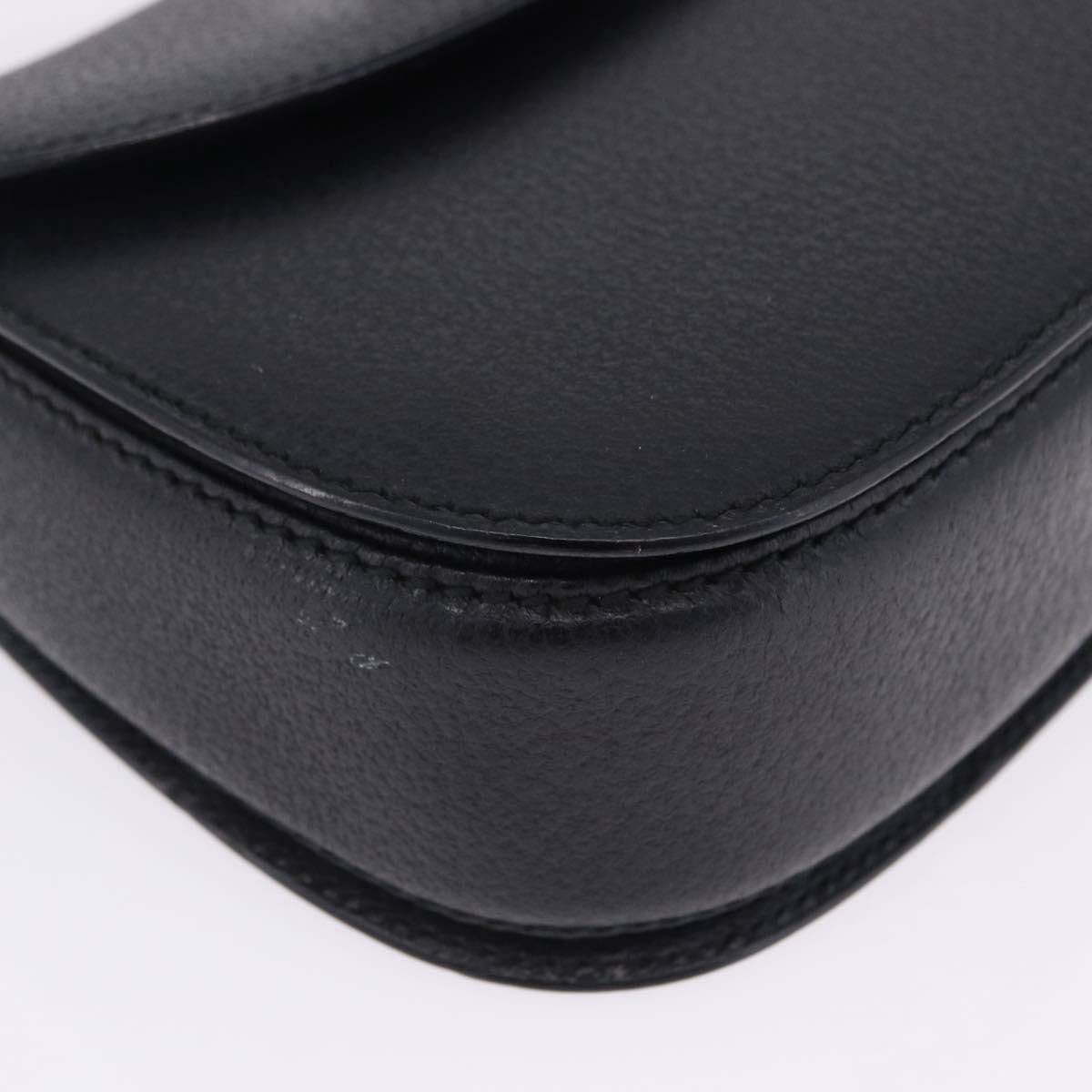 GUCCI Bamboo Hand Bag Leather Black Gold 000 2046 0188 Auth 204145V