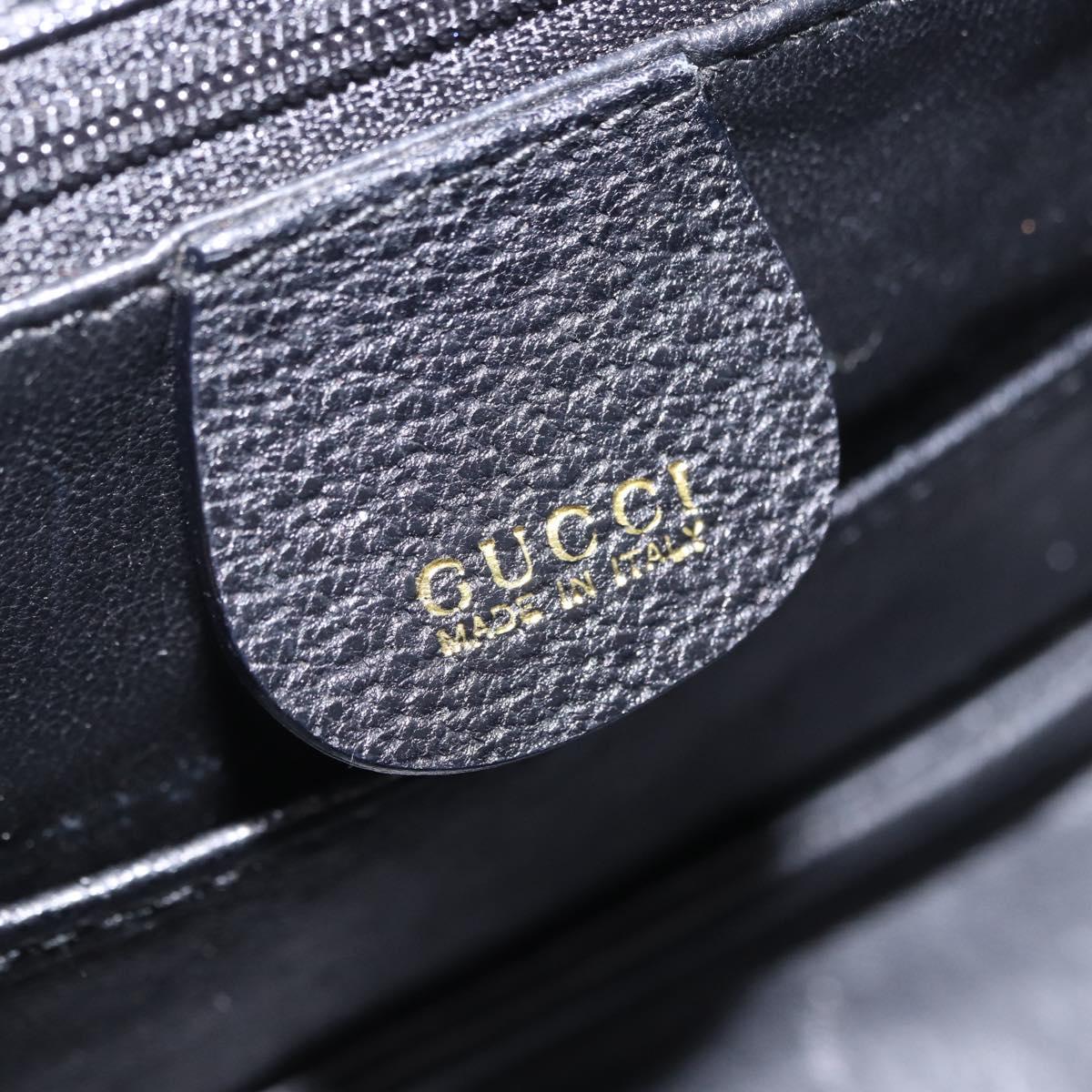GUCCI Bamboo Hand Bag Leather Black Gold 000 2046 0188 Auth 204145V