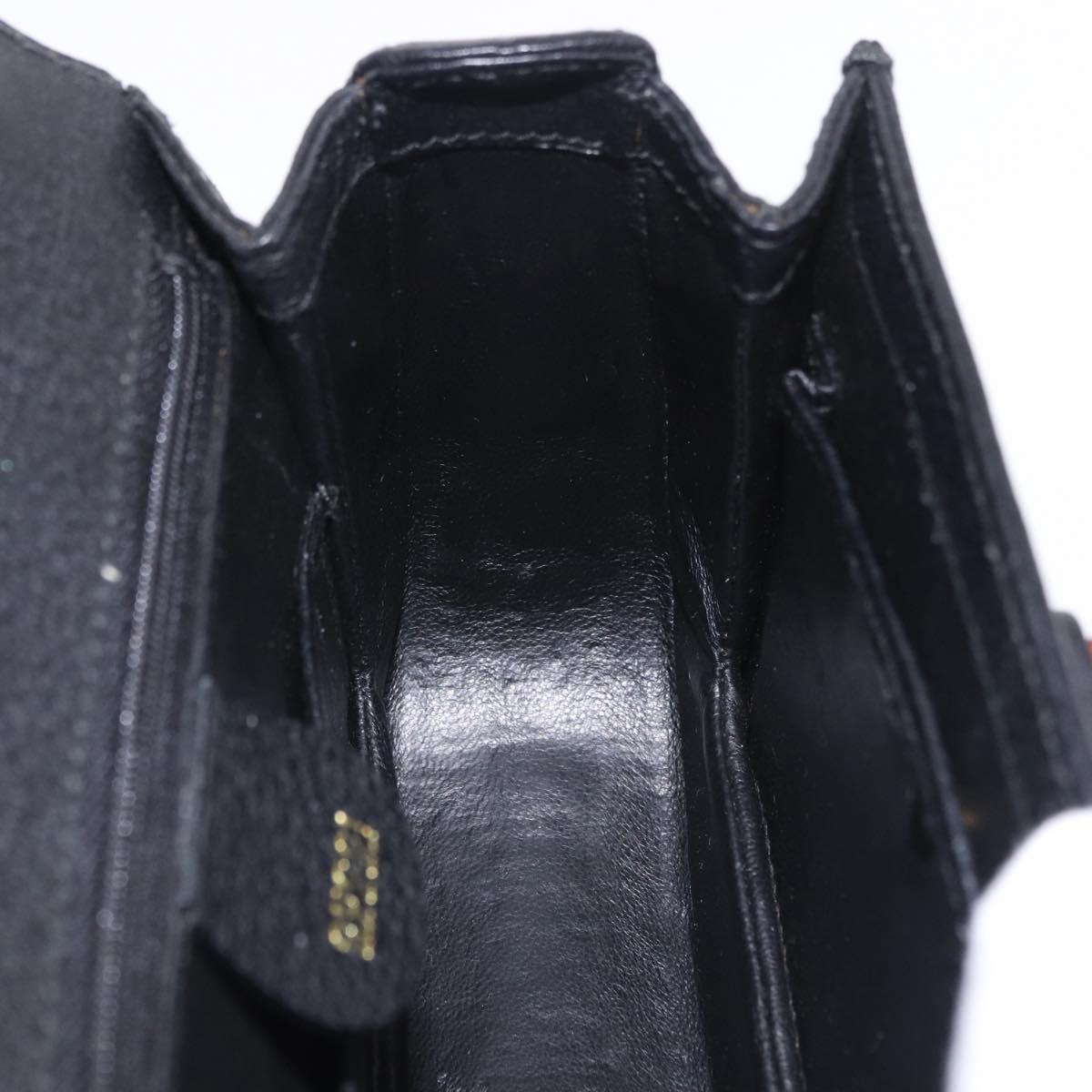 GUCCI Bamboo Hand Bag Leather Black Gold 000 2046 0188 Auth 204145V
