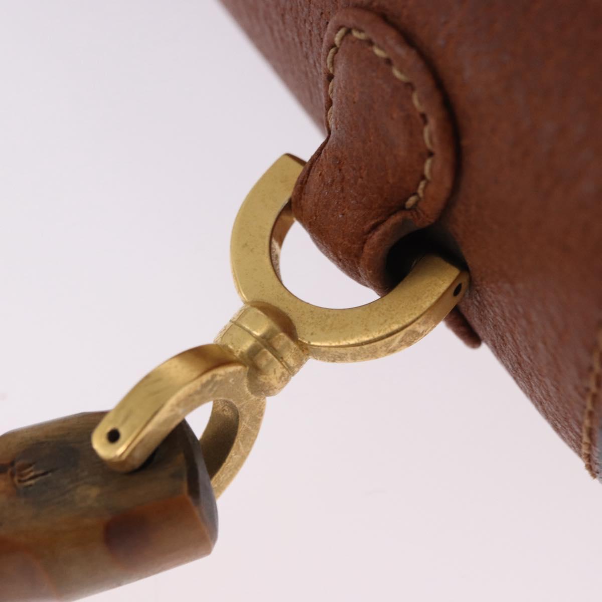 GUCCI Bamboo Hand Bag Leather Brown Gold 000 46 0188 Auth 204148V